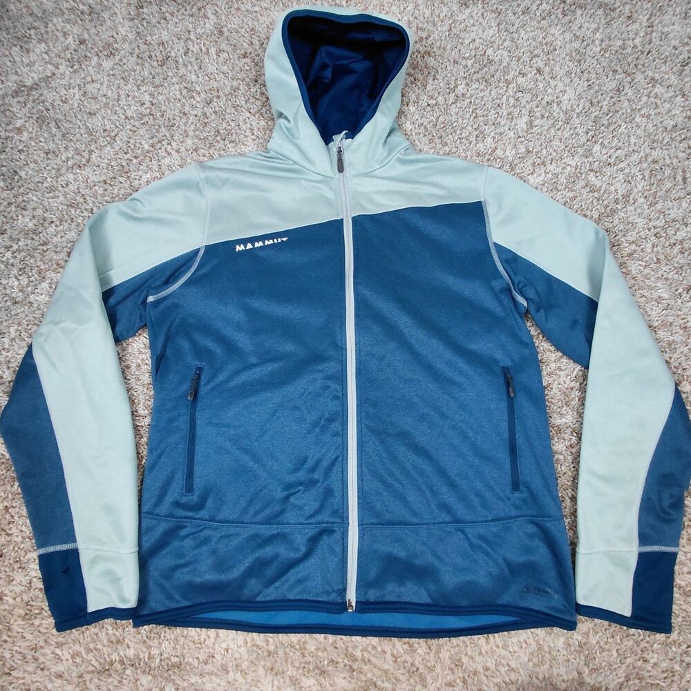 Mammut Borah Fleece Jacket Men's 2XL XXL Blue Polartec Thermal Pro Hoodie Zip Up